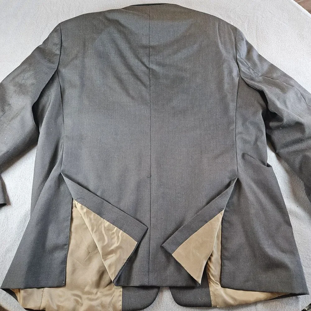 John Varvatos Mens Solid Black Blazer Size 48 R Sports Coat Jacket Big 100% Wool